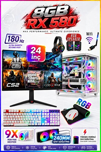 Dmc N25 Windows 11 Ryzen 5 5500,32GB DDR4 RAM,512GB M2 SSD,8GB RX580,24'' 180...