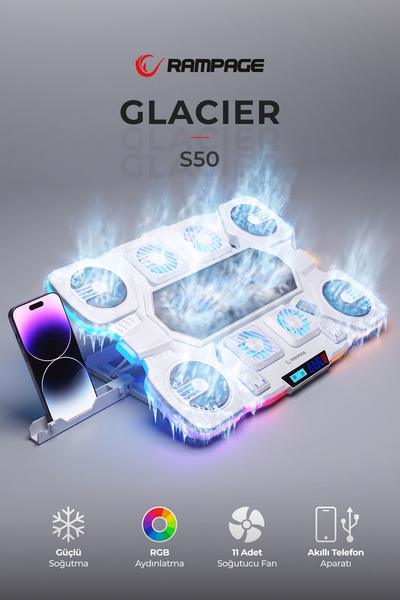 Rampage S50 Glacier RGB Işıklı 11 Fanlı LCD Göstergeli 1 Type C 1 Usb Girişli...