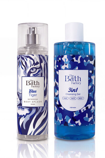 THE BATH FACTORY Blue Tiger Duş Jeli 400 ML + Vücut Spreyi 200 ML Set