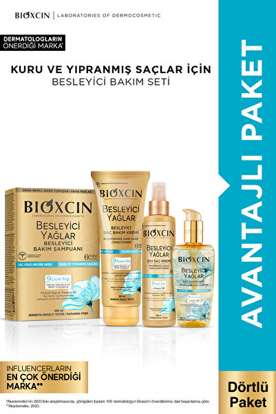 Bioxcin Besleyici Yağlar Bakım Şampuanı 300ml+Saç Bakım Yağı 150ml+Saç Bakım ...