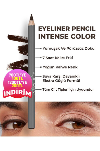Alix Avien Suya Dayanıklı Yoğun Pigmentli Kremsi Kolay Sürüm Kahverengi Göz K...