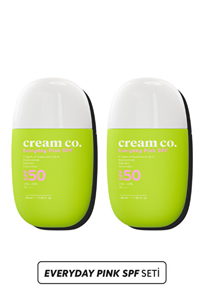 Cream Co. İkili Pink Güneş Koruyucu Krem Seti Cilt Tonu Eşitleyici Leke Karşı...