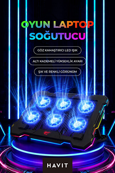 Havit Gamenote F2071 6 Fanlı RGB Gaming Laptop Notebook Soğutucu 17" 2500RPM