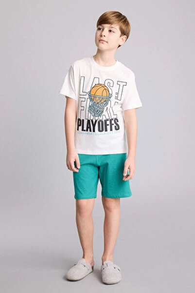 DeFacto 100% Cotton Regular Fit Printed 2-Piece Pajama Set for Boys G8830A826Hs