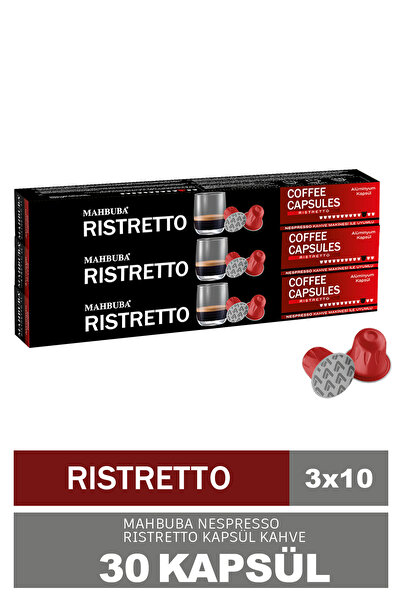 Mahbuba %100 Arabica 3x Ristretto Kapsül Kahve 30'lu (Nespresso Uyumlu Alümin...