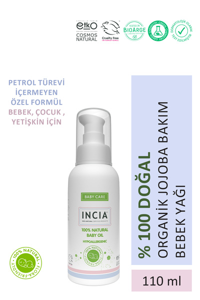 Incia %100 Doğal Bebek Yağı Organik Jojoba Bakım Masaj Yağı Parafinsiz Bitkis...