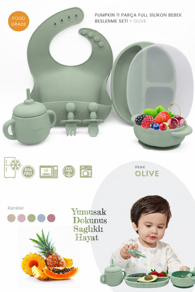 Kiwi Pumpkin 11 Parça Full Bebek Beslenme Seti, %100 Bpa Free, Doğal Silikon ...