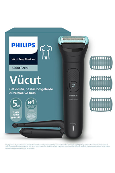 Philips 5000 Vücut Tıraş Makinesi, 3'lü Cilt Koruma Sistemi, Islak&Kuru, Sırt...