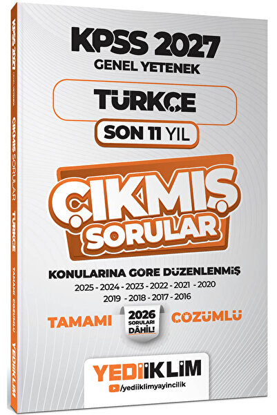 Yediiklim Yayınları 2027 KPSS GY-GK Lisans Konularına Göre Tamamı Çözümlü Son 11 Yıl Çıkmış Sorular Seti 5 Kitap