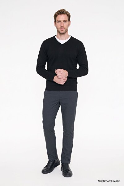 AC&Co / Altınyıldız Classics Erkek Antrasit Non-Iron Ütü Gerektirmeyen Diz İz...