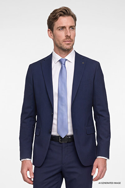 AC&Co / Altınyıldız Classics Men's Navy Blue Slim-Fit, Tapered-Cut, Notched-L...