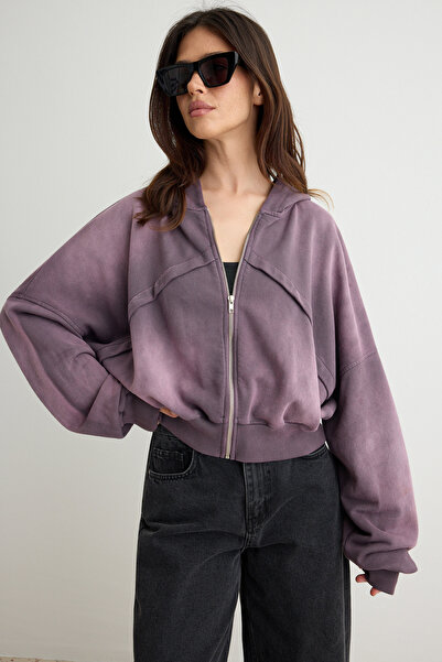 Trendyol Collection Purple Thick Extra Oversize/Wide Cut Hooded Vintage/Faded...