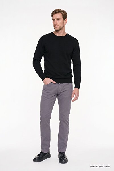 AC&Co / Altınyıldız Classics Men's Anthracite Non-Wrinkle Slim Fit Slim Cut 5...