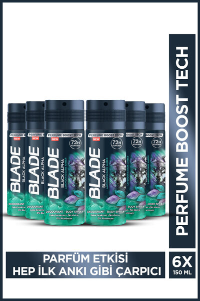 Blade Hero Selection Serisi Black Alpha Erkek Alüminyumsuz Deodorant 6x150 Ml...