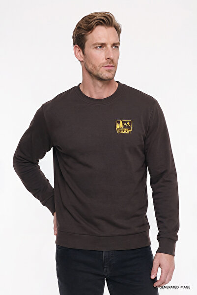 AC&Co / Altınyıldız Classics Men's Brown Cotton Standard Fit Regular Cut Crew...