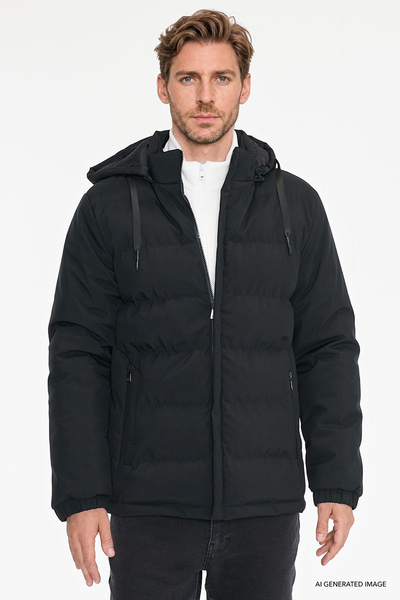 AC&Co / Altınyıldız Classics Men's Black Warm Padded Standard Fit Regular Cut...