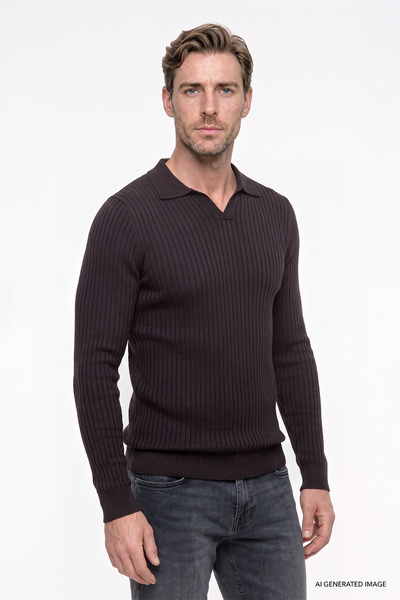 AC&Co / Altınyıldız Classics Men's Brown Standard Fit Regular Cut Polo Neck J...