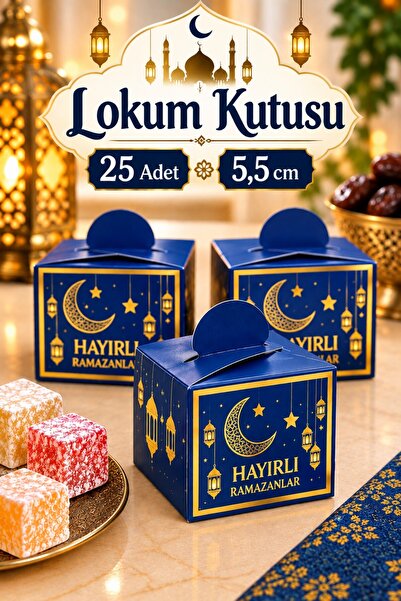 Huzur Party Store 25 Li Ramazan Bayramı Küp Lokumluk 4.5x5.5 Cm Hayırlı Ramaz...