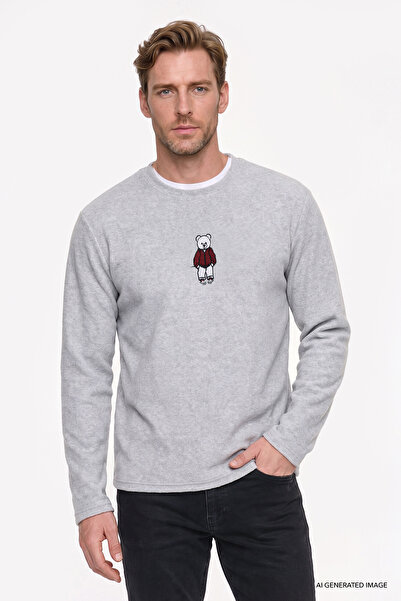 AC&Co / Altınyıldız Classics Men's Gray Melange Anti-Pilling Non-Pilling Crew...