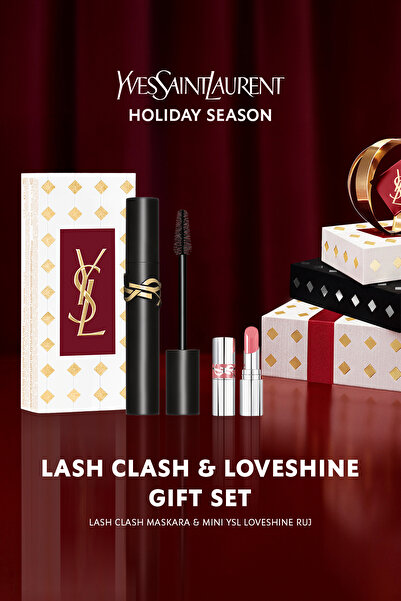 Yves Saint Laurent Lash Clash Maskara & Mini YSL Loveshine Ruj Hediye Makyaj ...
