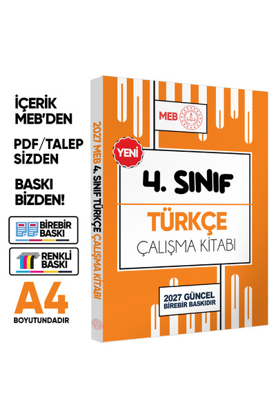 Karakutu Yayınları 2027 MEB ÖDM İlkokul 4.Sınıf TÜRKÇE Çalışma Kitabı Alıştır...