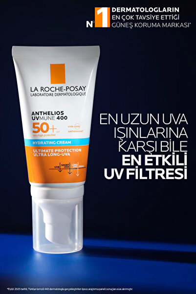 La Roche Posay Anthelios Uvmune 400 Hydrating Cream SPF50+ Tüm Cilt Tipleri İçin Nemlendirici Yüz Güneş Kremi 50 ml