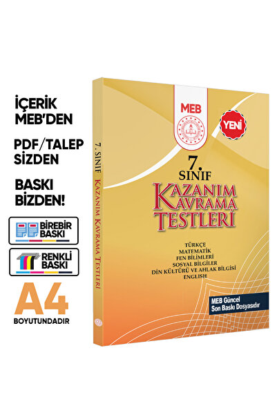 Karakutu Yayınları 7.Sınıf MEB Tüm Dersler Kazanım Kavrama Testleri KKT Yapra...