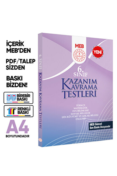 Karakutu Yayınları 6.Sınıf MEB Tüm Dersler Kazanım Kavrama Testleri KKT Yapra...