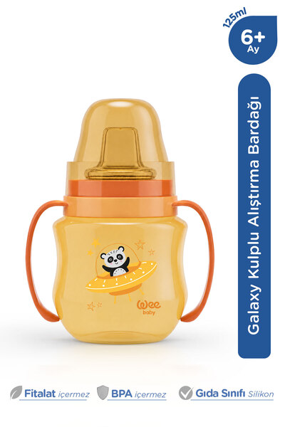 Wee Baby Galaxy Kulplu Alıştırma Bardağı Bebek Suluk 125 Ml 6+ Ay Turuncu