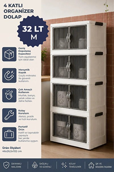 Kitchen Life 4'lü Portatif Istiflenebilir Organizer Dolap- Banyo Mutfak Dolap...