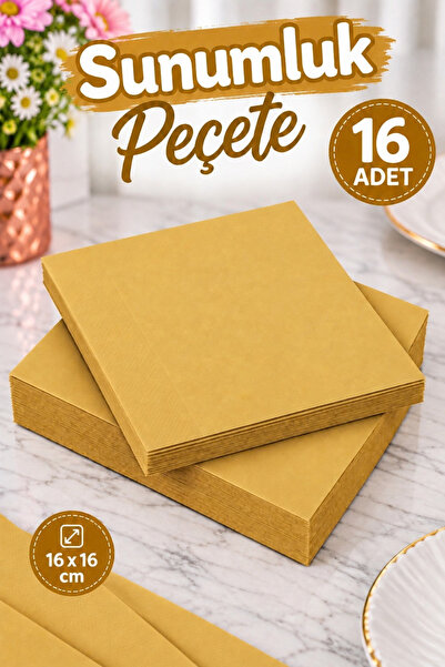 Huzur Party Store Düz Gold Renkli Sunumluk Peçete 16 Adet Altın Sarısı Gümüş ...