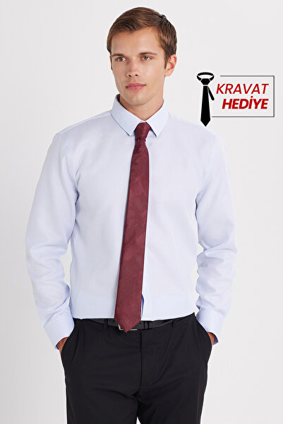 Tudors Πουκάμισο Slim Fit Μπλε, Ατσαλάκωτο, 100% Βαμβάκι, Φιλικό προς το Περι...