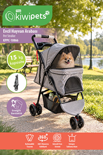 Tiny Kiwipets KPPC-10866 Evcil Hayvan Arabası | 15 kg Taşıma Kapasitesi | Kat...