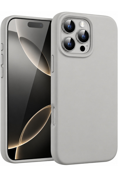 Fibaks iPhone 16 Pro Max Kılıf Kadife Lansman Soft Yumuşak Liquid Silikon Kam...