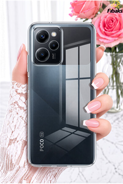 Fibaks Poco X5 Pro 5G Kılıf Şeffaf Kamerası Full Korumalı Lensler Açık Yumuşa...