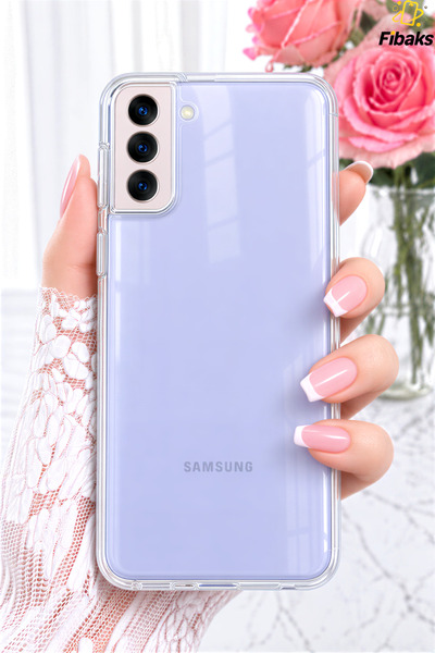 Fibaks Galaxy S21 Uyumlu Kılıf Kamera Korumalı Yumuşak Şeffaf Ince Süper Silikon