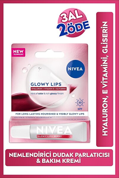 NIVEA SPF30 Glowy Lips Berry Nemlendirici Dudak Parlatıcısı ve Bakım Kremi 10...