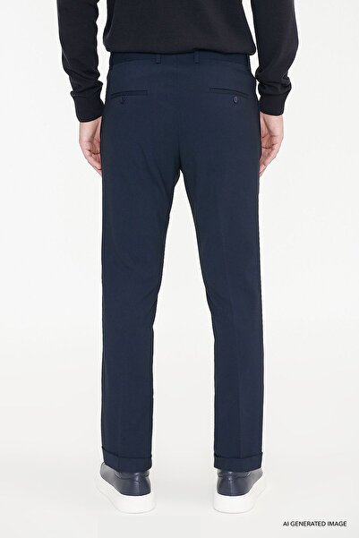 AC&Co / Altınyıldız Classics Pantaloni clasici elastici, slim fit, bleumarin pentru bărbați