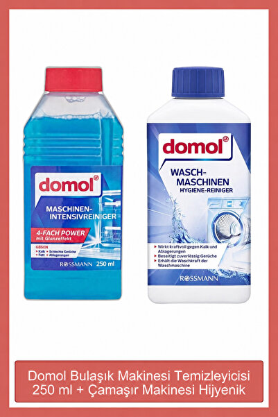 DOMOL Bulaşık Makinesi Temizleyicisi 250 ml + Çamaşır Makinesi Hijyenik Temiz...