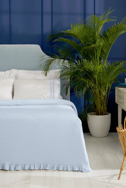 Karaca Home Blue Muse Set Nish 100% bumbac Set dublu Pique Albastru