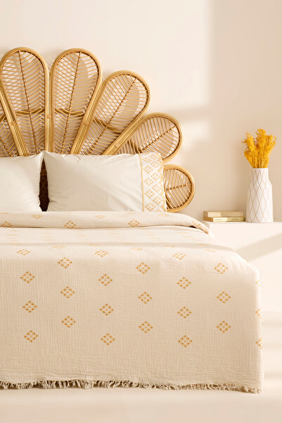 Karaca Home Nobile Brodeli 100% Cotton Muslin Double Pique Set Yellow