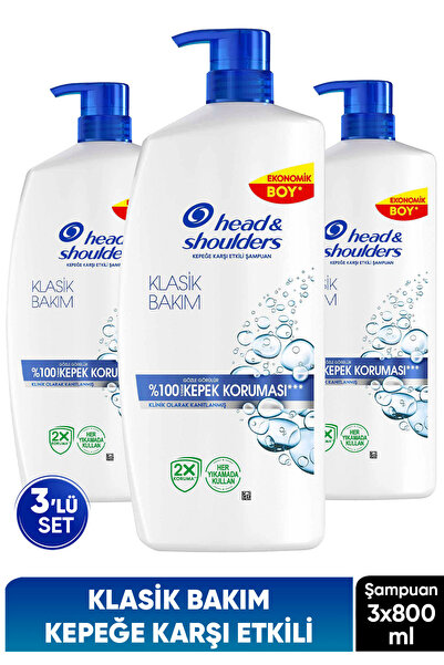 Head & Shoulders Klasik Bakım Kepek Karşı Etkili Şampuan Pompalı 800ml x 3 Adet