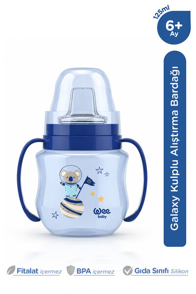 Wee Baby Galaxy Kulplu Alıştırma Bardağı Bebek Suluk 125 Ml 6+ Ay Mavi
