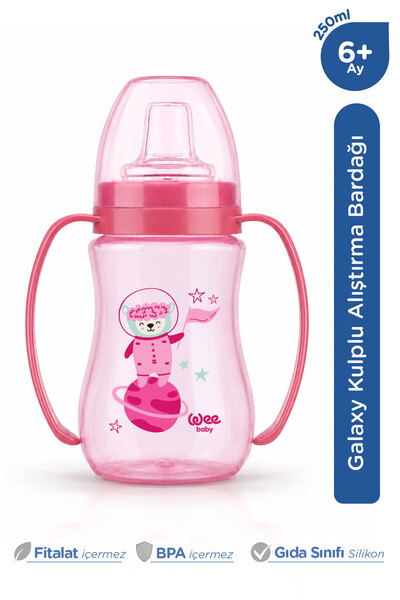 Wee Baby Galaxy Kulplu Alıştırma Bardağı Bebek Suluk 250 Ml 6+ Ay Pembe