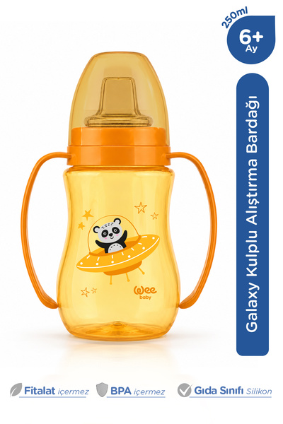 Wee Baby Galaxy Kulplu Alıştırma Bardağı Bebek Suluk 250 Ml 6+ Ay Turuncu