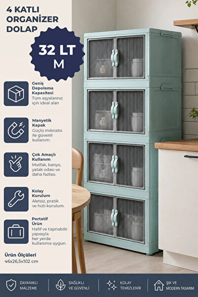 Kitchen Life 4'lü Portatif Istiflenebilir Organizer Dolap- Banyo Mutfak Dolap...