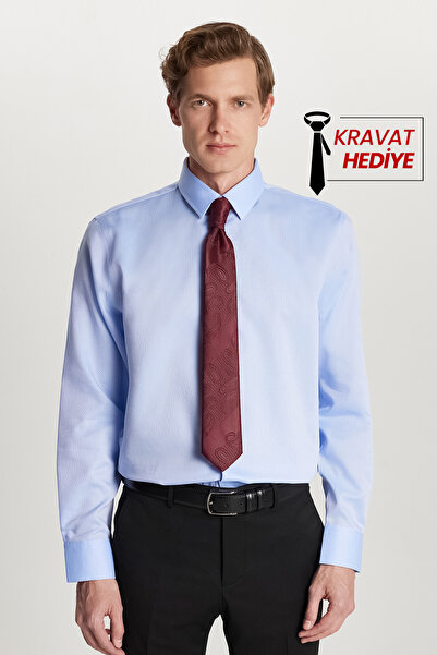 Tudors Πουκάμισο Slim Fit Μπλε, Ατσαλάκωτο, 100% Βαμβάκι, Φιλικό προς το Περι...