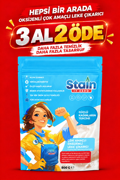 Çamaşır & Yüzey İçin Çok Amaçlı Aktif Oksijenli Toz Leke Çıkarıcı ve Beyazlatıcı 800 gr