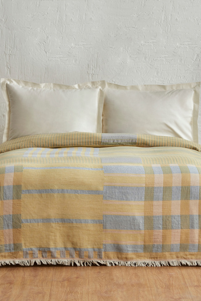 Karaca Home Striped %100 Pamuk Çift Kişilik Müslin Pike Mavi