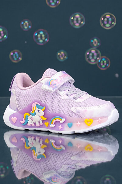 DARK SEER Kids DS RP38 Pudra Mor Çocuk Sneaker Günlük Spor Cırtlı Ayakkabı